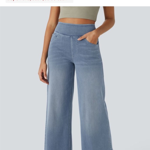 Halara Flex Denim High-Rise Soft light blue jeans Medium 8/10 - Picture 7 of 8